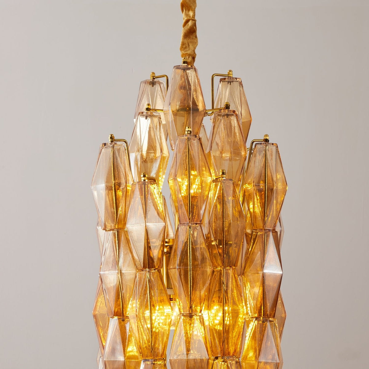 Amber Prism Linear Chandelier in Gold Finish