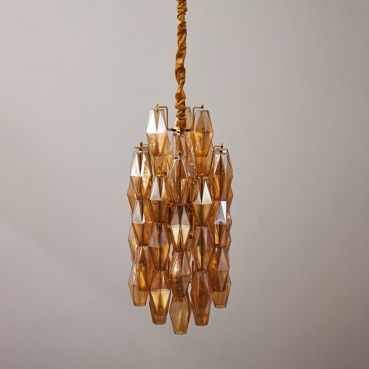 Amber Prism Linear Chandelier in Gold Finish