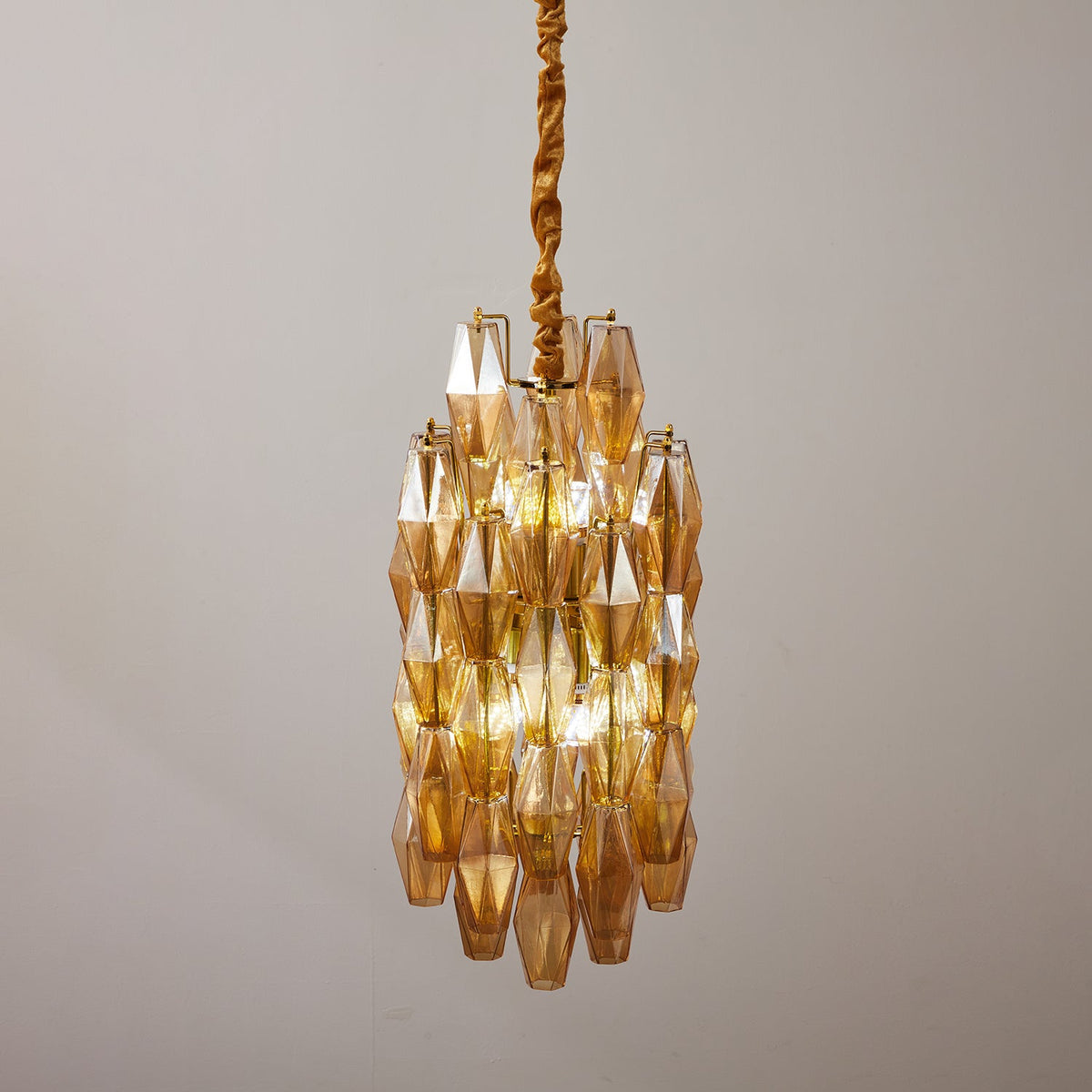 Amber Prism Linear Chandelier in Gold Finish