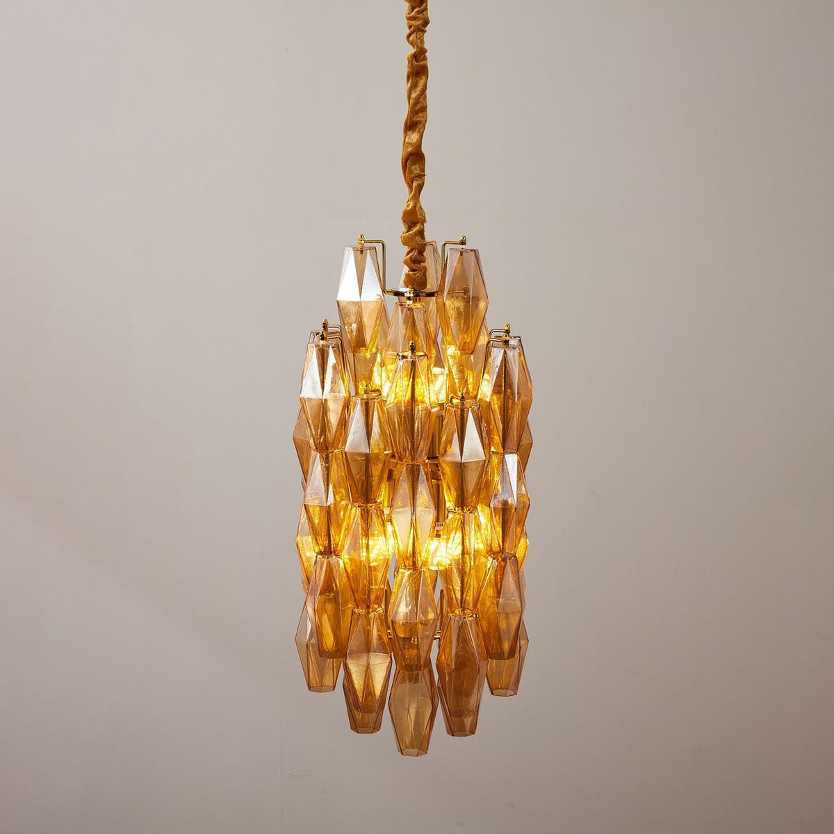 Amber Prism Linear Chandelier in Gold Finish