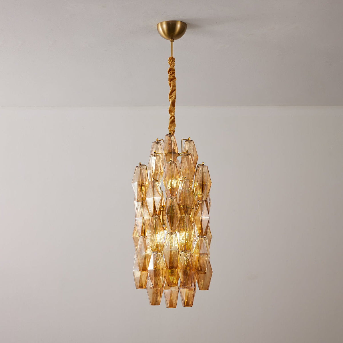 Amber Prism Linear Chandelier in Gold Finish