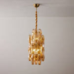 Amber Prism Linear Chandelier in Gold Finish