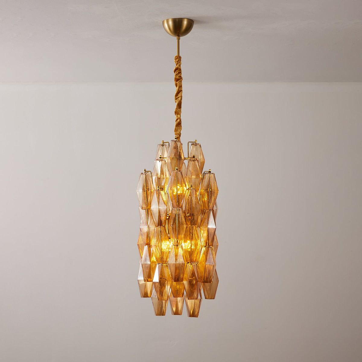 Amber Prism Linear Chandelier in Gold Finish