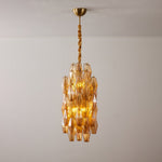 Amber Prism Linear Chandelier in Gold Finish