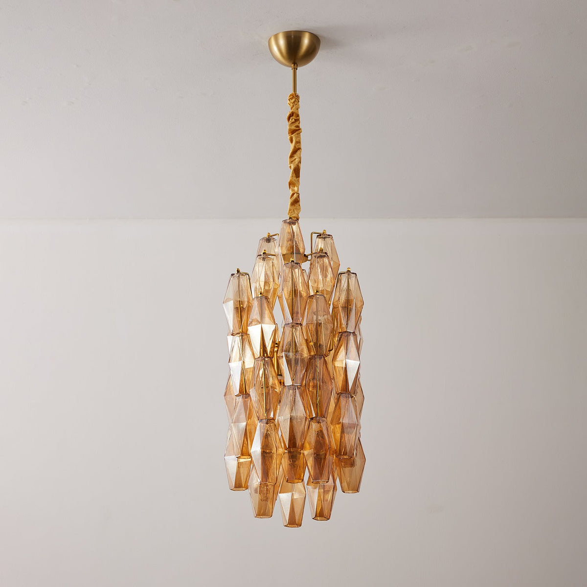 Amber Prism Linear Chandelier in Gold Finish
