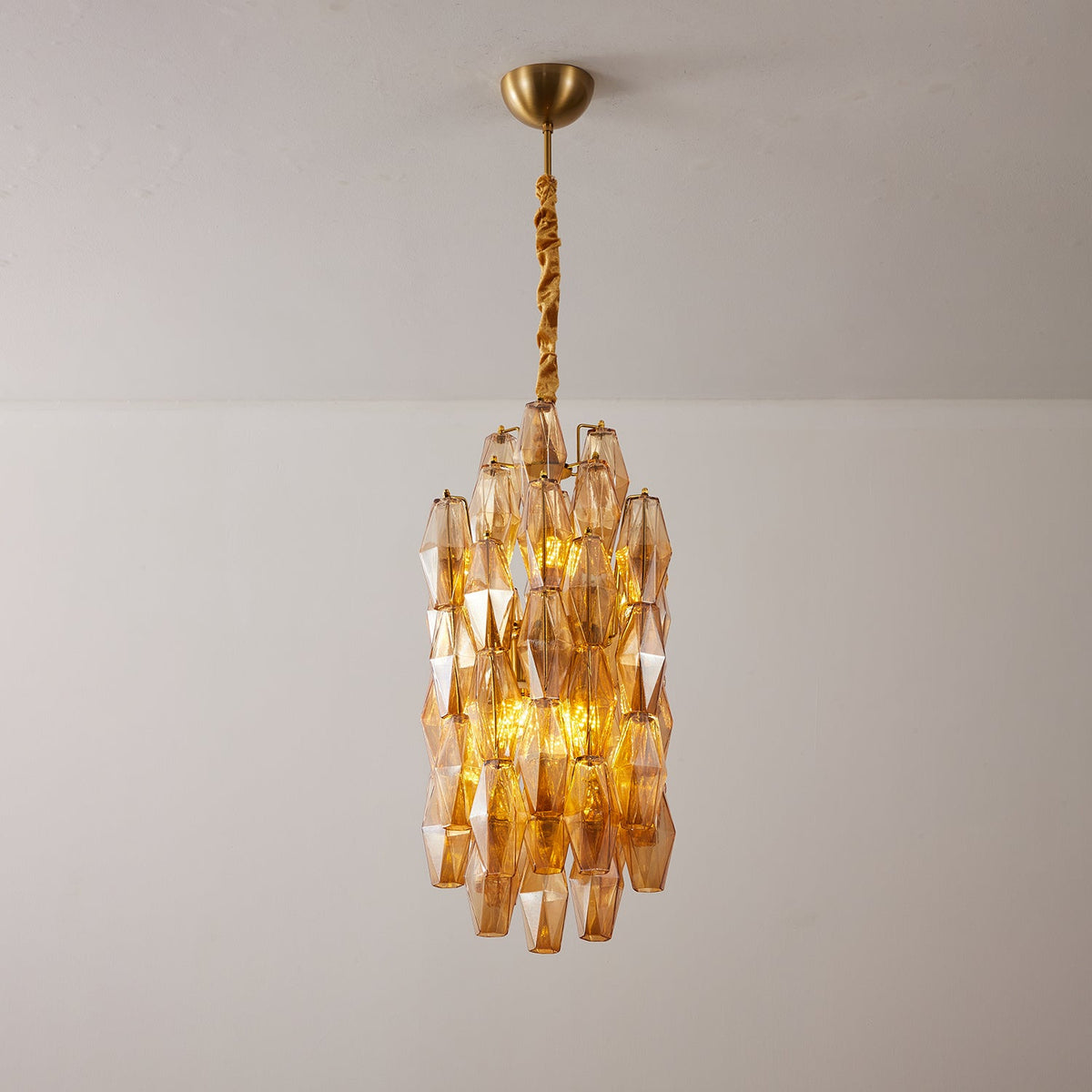 Amber Prism Linear Chandelier in Gold Finish