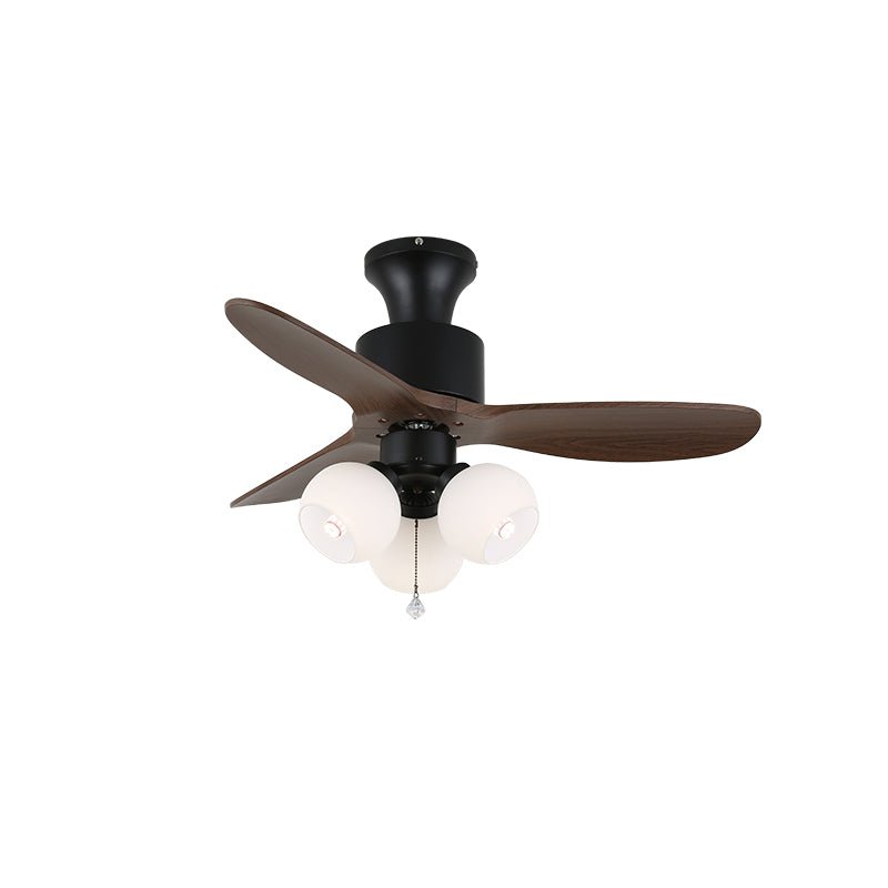 AmberGlo Retro Ceiling Fan Light with Walnut Blades and Amber Glass Shades