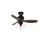 AmberGlo Retro Ceiling Fan Light with Walnut Blades and Amber Glass Shades