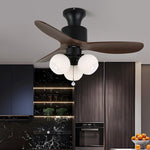 AmberGlo Retro Ceiling Fan Light with Walnut Blades and Amber Glass Shades