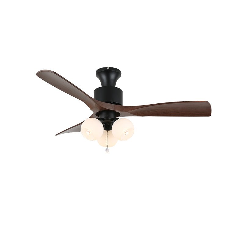 AmberGlo Retro Ceiling Fan Light with Walnut Blades and Amber Glass Shades