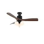 AmberGlo Retro Ceiling Fan Light with Walnut Blades and Amber Glass Shades