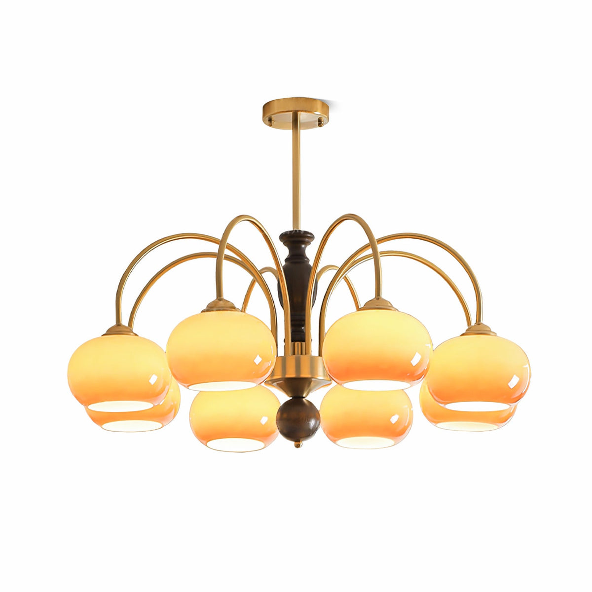 Amberly Arch Chandelier – Mid-Century Modern Amber Glass Pendant Light
