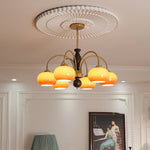 Amberly Arch Chandelier – Mid-Century Modern Amber Glass Pendant Light