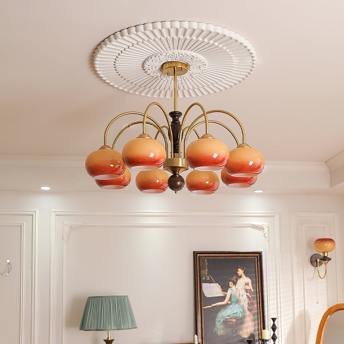Amberly Arch Chandelier – Mid-Century Modern Amber Glass Pendant Light