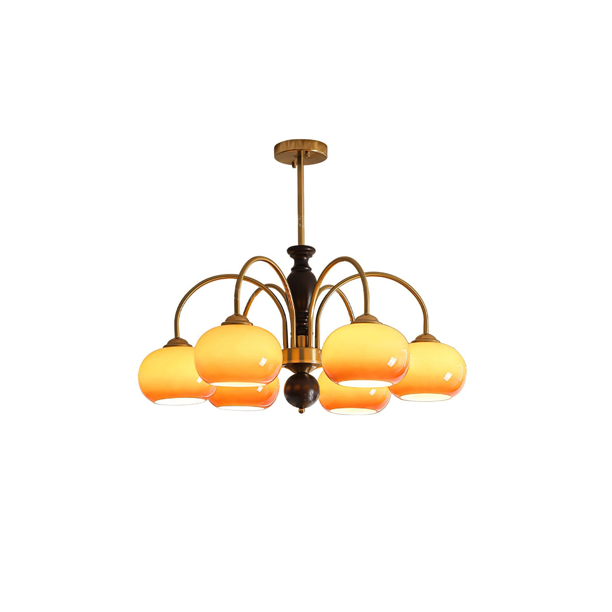 Amberly Arch Chandelier – Mid-Century Modern Amber Glass Pendant Light