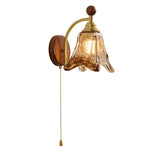 Amberveil Bloom Wall Sconce with Amber Glass Shade and Brass Accents