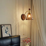 Amberveil Bloom Wall Sconce with Amber Glass Shade and Brass Accents