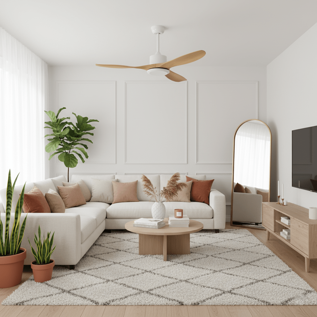 Amelia Ceiling Fan — Sculpted ABS Blades, DC Motor, 42-52 Inch