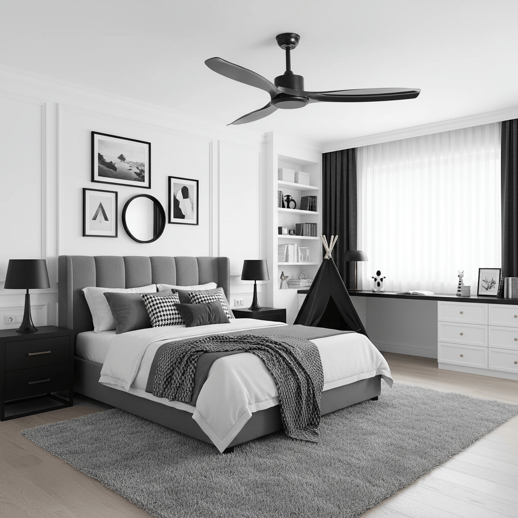 Amelia Ceiling Fan — Sculpted ABS Blades, DC Motor, 42-52 Inch