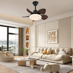 Amelia Designer Ceiling Fan Light with LED – Walnut or Black