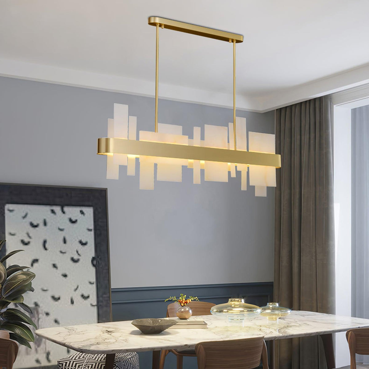 Amelie Brass and Acrylic LED Chandelier for Dining Room and Living Space