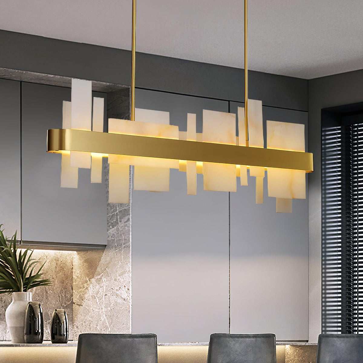 Amelie Brass and Acrylic LED Chandelier for Dining Room and Living Space