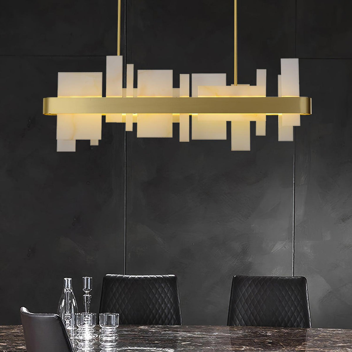 Amelie Brass and Acrylic LED Chandelier for Dining Room and Living Space