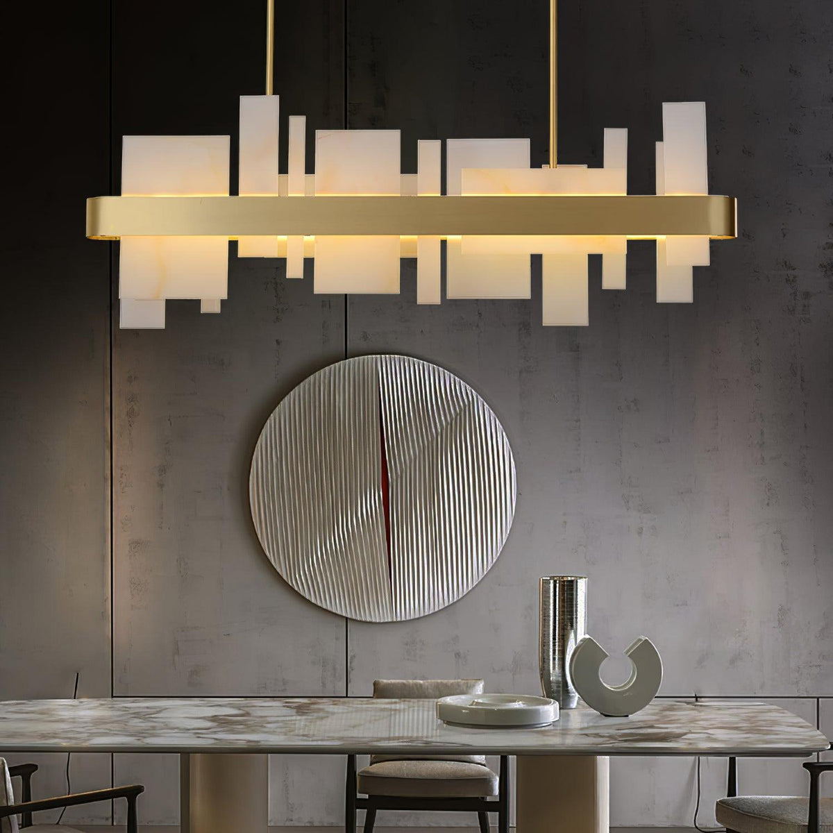 Amelie Brass and Acrylic LED Chandelier for Dining Room and Living Space