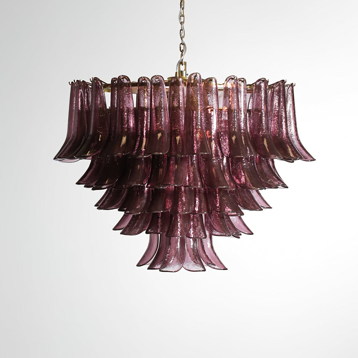 Amethyst Bloom Chandelier — Handcrafted Glass Petal Chandelier in Gold or Nickel