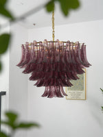 Amethyst Bloom Chandelier — Handcrafted Glass Petal Chandelier in Gold or Nickel