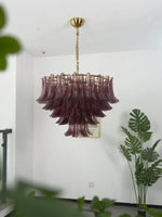 Amethyst Bloom Chandelier — Handcrafted Glass Petal Chandelier in Gold or Nickel