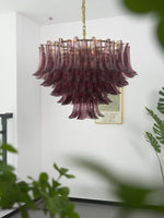 Amethyst Bloom Chandelier — Handcrafted Glass Petal Chandelier in Gold or Nickel