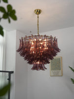 Amethyst Bloom Chandelier — Handcrafted Glass Petal Chandelier in Gold or Nickel