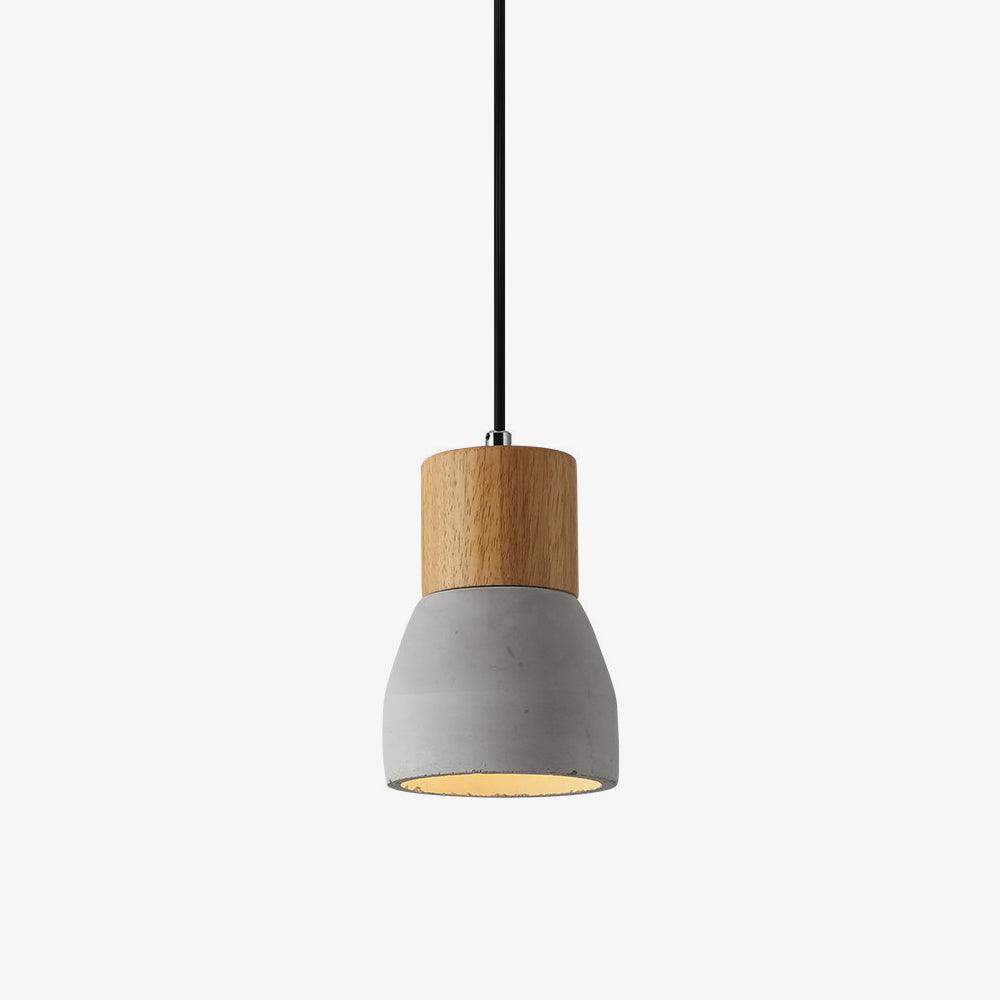 Andenon Cement Pendant Light – Modern Minimalist Wood & Concrete Hanging Lamp