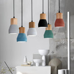 Andenon Cement Pendant Light – Modern Minimalist Wood & Concrete Hanging Lamp