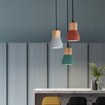 Andenon Cement Pendant Light – Modern Minimalist Wood & Concrete Hanging Lamp