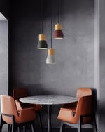 Andenon Cement Pendant Light – Modern Minimalist Wood & Concrete Hanging Lamp