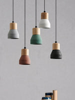 Andenon Cement Pendant Light – Modern Minimalist Wood & Concrete Hanging Lamp