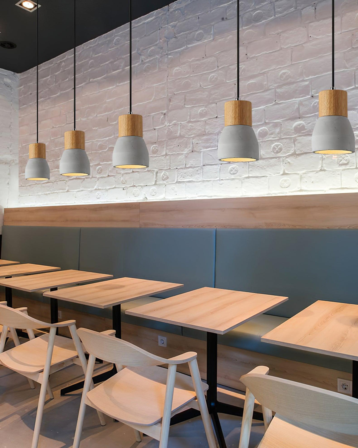 Andenon Cement Pendant Light – Modern Minimalist Wood & Concrete Hanging Lamp