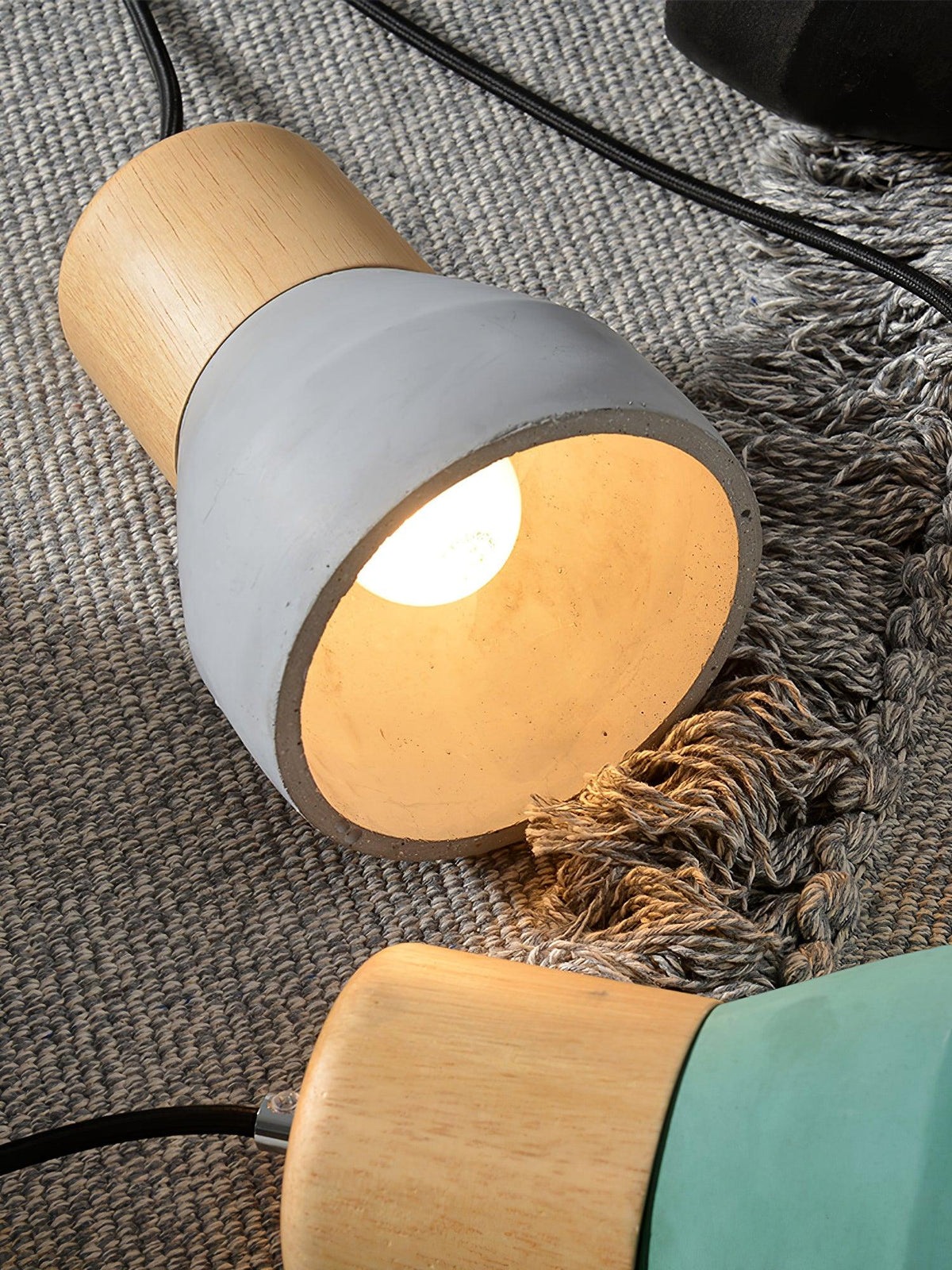 Andenon Cement Pendant Light – Modern Minimalist Wood & Concrete Hanging Lamp