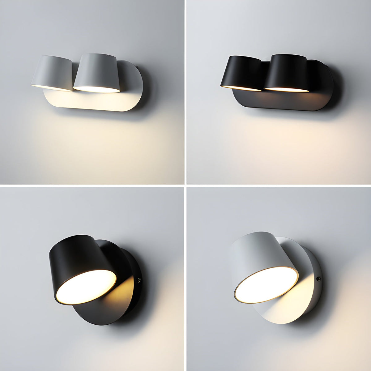 Lumina 360° Adjustable Plug-In LED Wall Sconce in Black or White