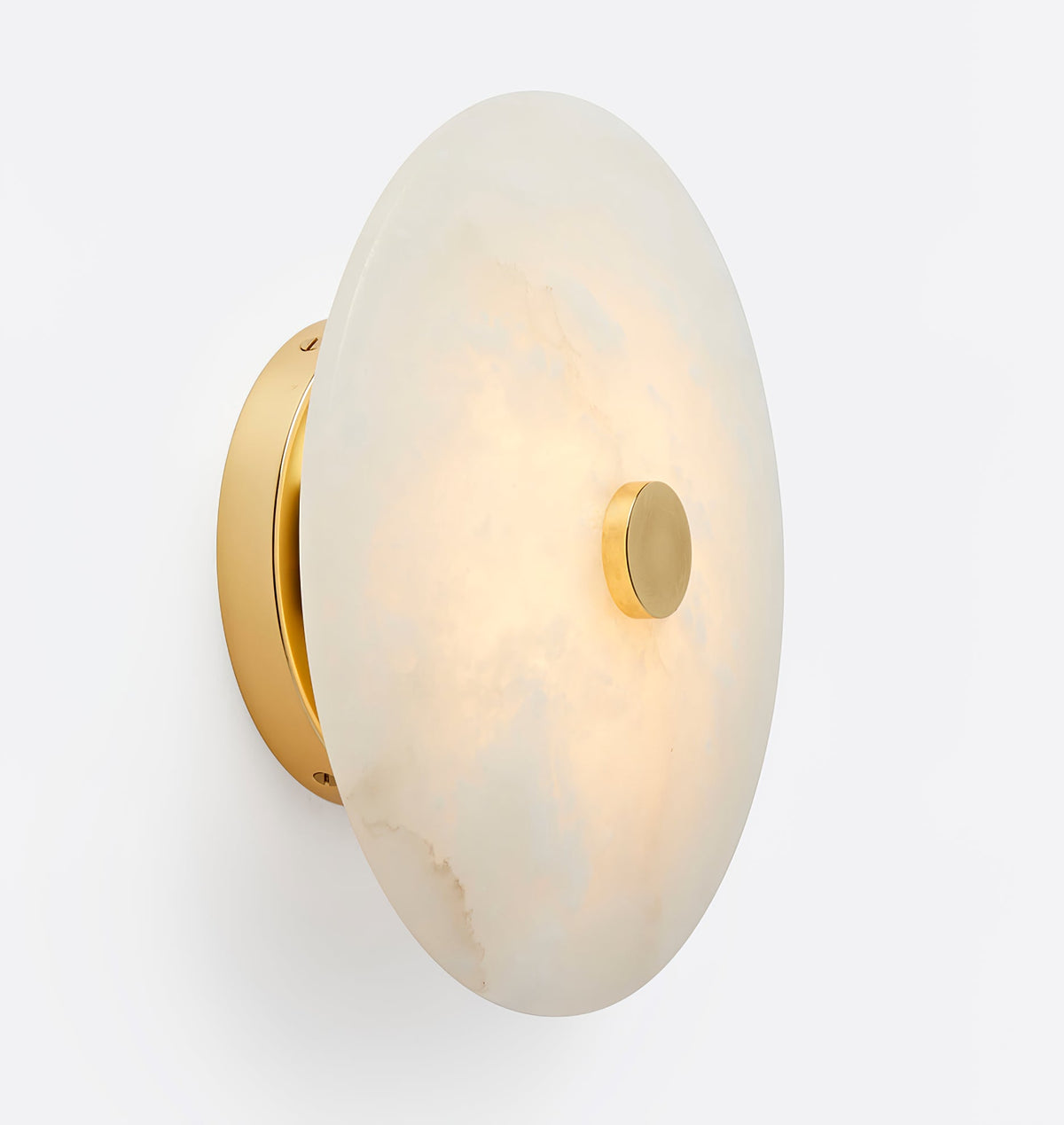 Ankeny Alabaster Wall Sconce in Brass or Black – Hand-Carved Stone LED Wall Light
