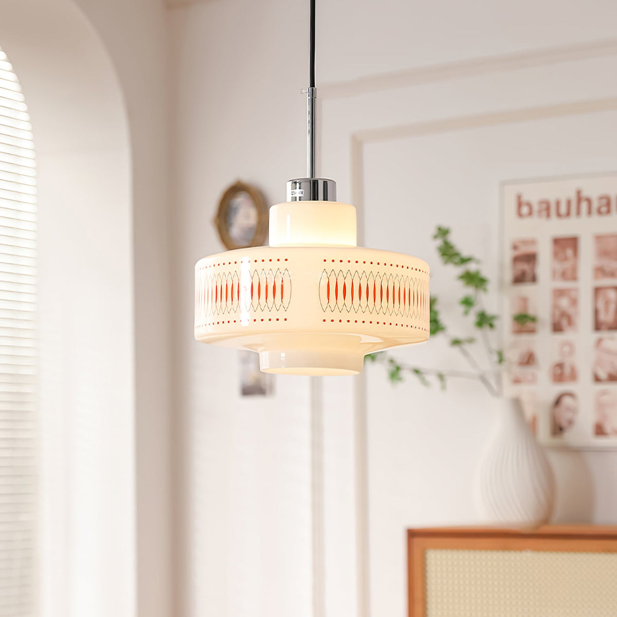 Anna Geometric Glass Pendant Light with Chrome Finish