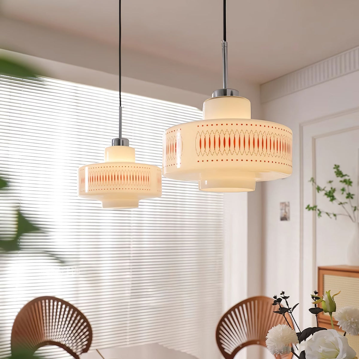 Anna Geometric Glass Pendant Light with Chrome Finish