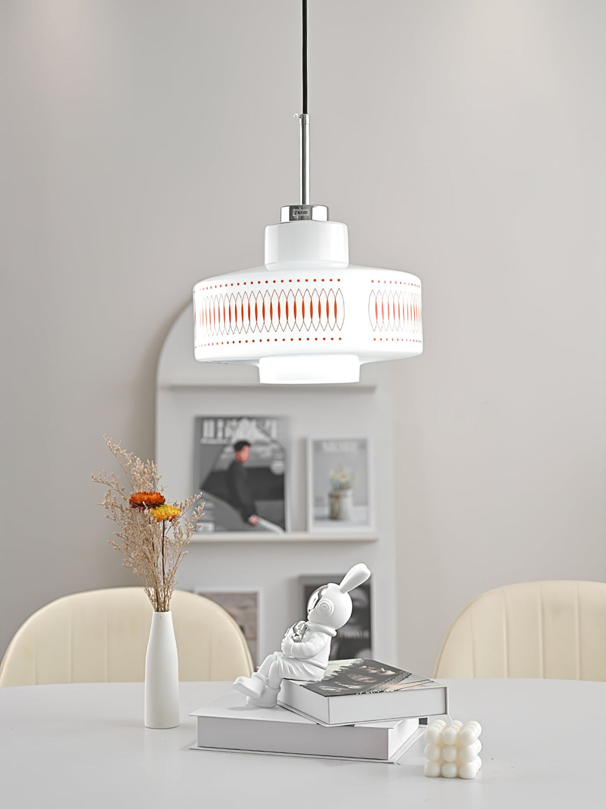 Anna Geometric Glass Pendant Light with Chrome Finish