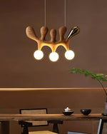 Sculptural Wooden Pendant Light with Brass Accents for Modern Interiors