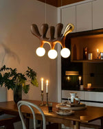 Sculptural Wooden Pendant Light with Brass Accents for Modern Interiors