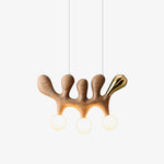 Sculptural Wooden Pendant Light with Brass Accents for Modern Interiors