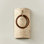 Anulo Travertine Wall Sconce with Wooden Ring Accent