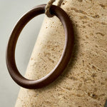 Anulo Travertine Wall Sconce with Wooden Ring Accent